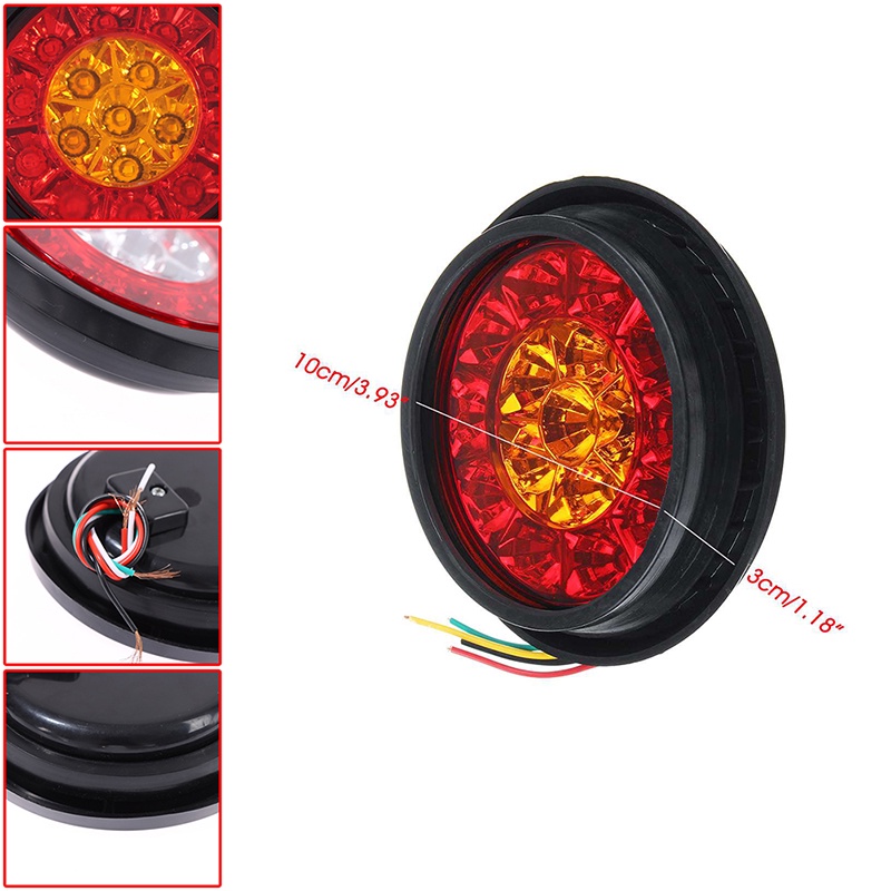 Lampu Led 16smd Bundar 4inch Warna Merah Untuk Sein / Rem Truk / Trailer