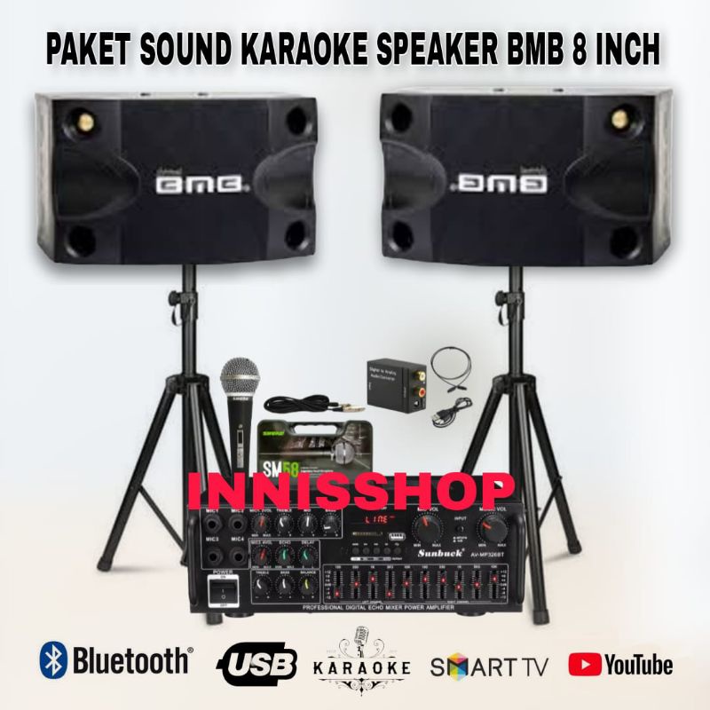 Paket Karaoke Sound System SPEAKER BMB 8 INCH PAKET SOUND SYSTEM KARAOKE BLUETOOTH + MIC KABEL