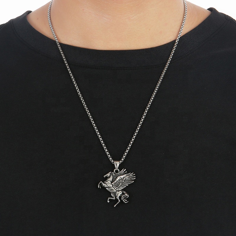 Kalung Liontin Pegasus Hipster Gaya Retro Eropa Amerika Untuk Pria Dan Wanita