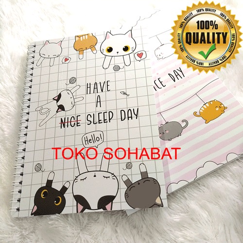 

Buku Catatan Spiral A5 Motif Kucing Lucu Kawaii Cat isi 70lembar