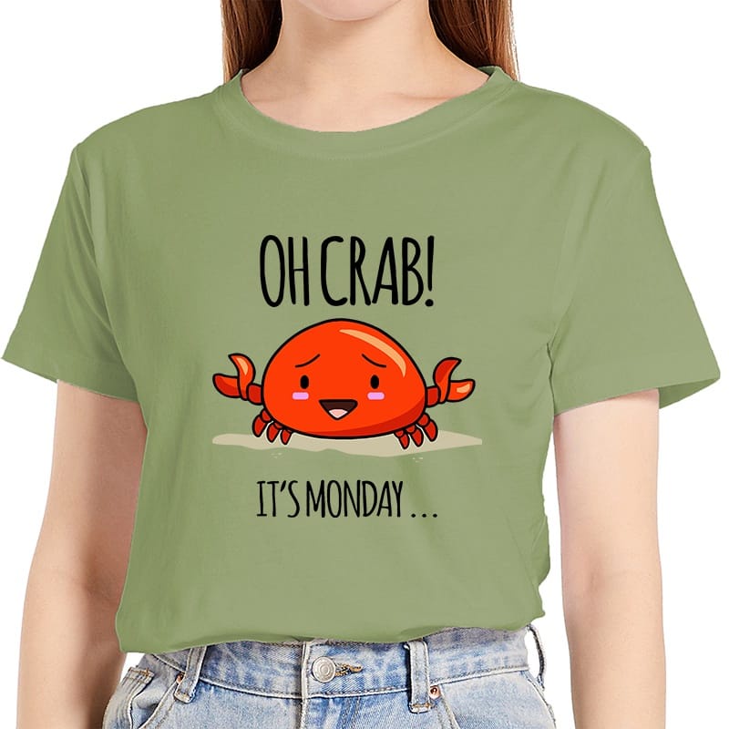 MYSTIQUE.ID-BAJU KAOS OH CRAB IT'S MONDAY T-SHIRT LUCU DAN AESTHETIC