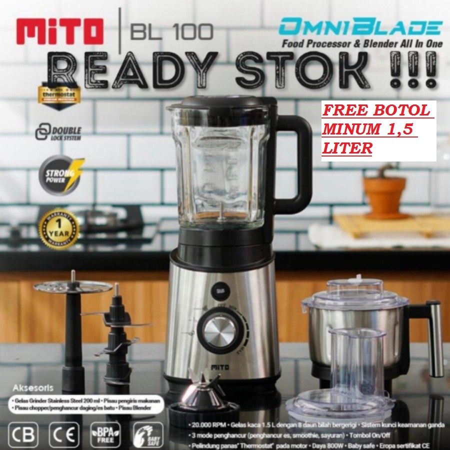 MITO BL-100 Blender Food Processor MITOCHIBA FREE BOTOL LION STAR 1,5L
