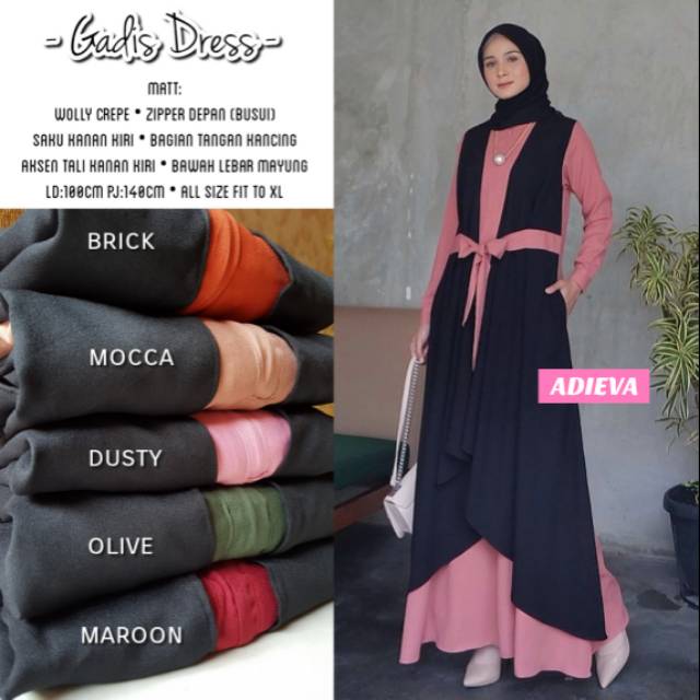 GAMIS DEWASA GADIS DRESS ORIGINAL ADIEVA BAHAN WOLLYCREPEE