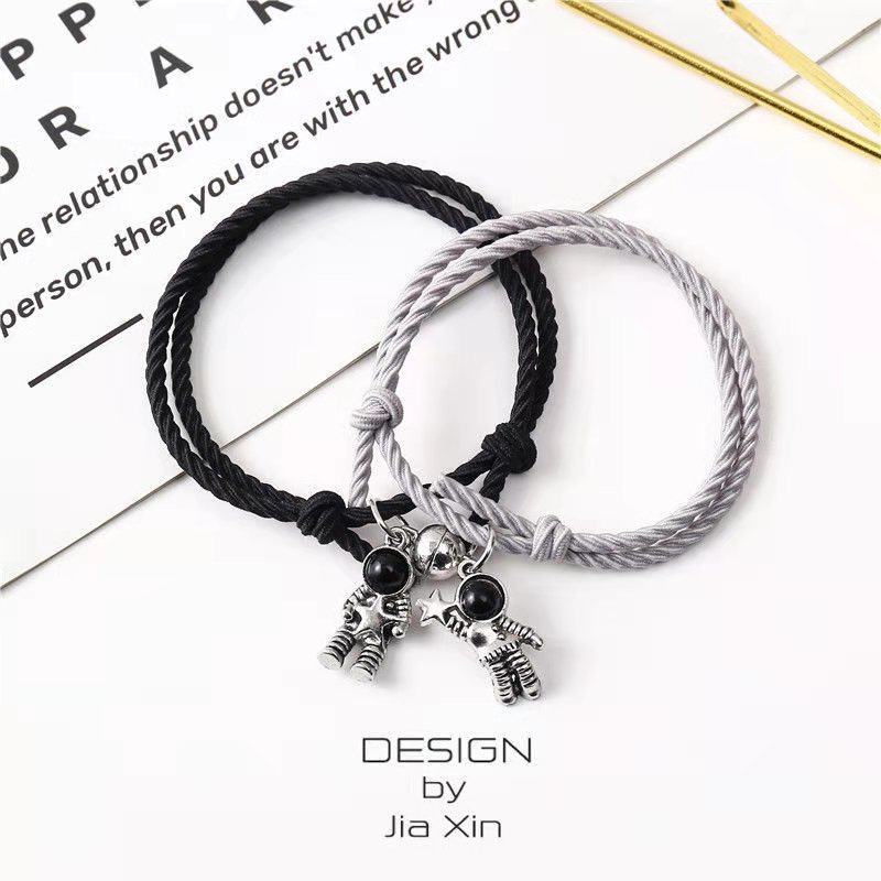 2 Pcs SET Gelang  Karet Magnet Desain Astronot Kuromi Cinnamoroll Untuk Pria Dan Wanita Gelang Magnet-Astronot-03