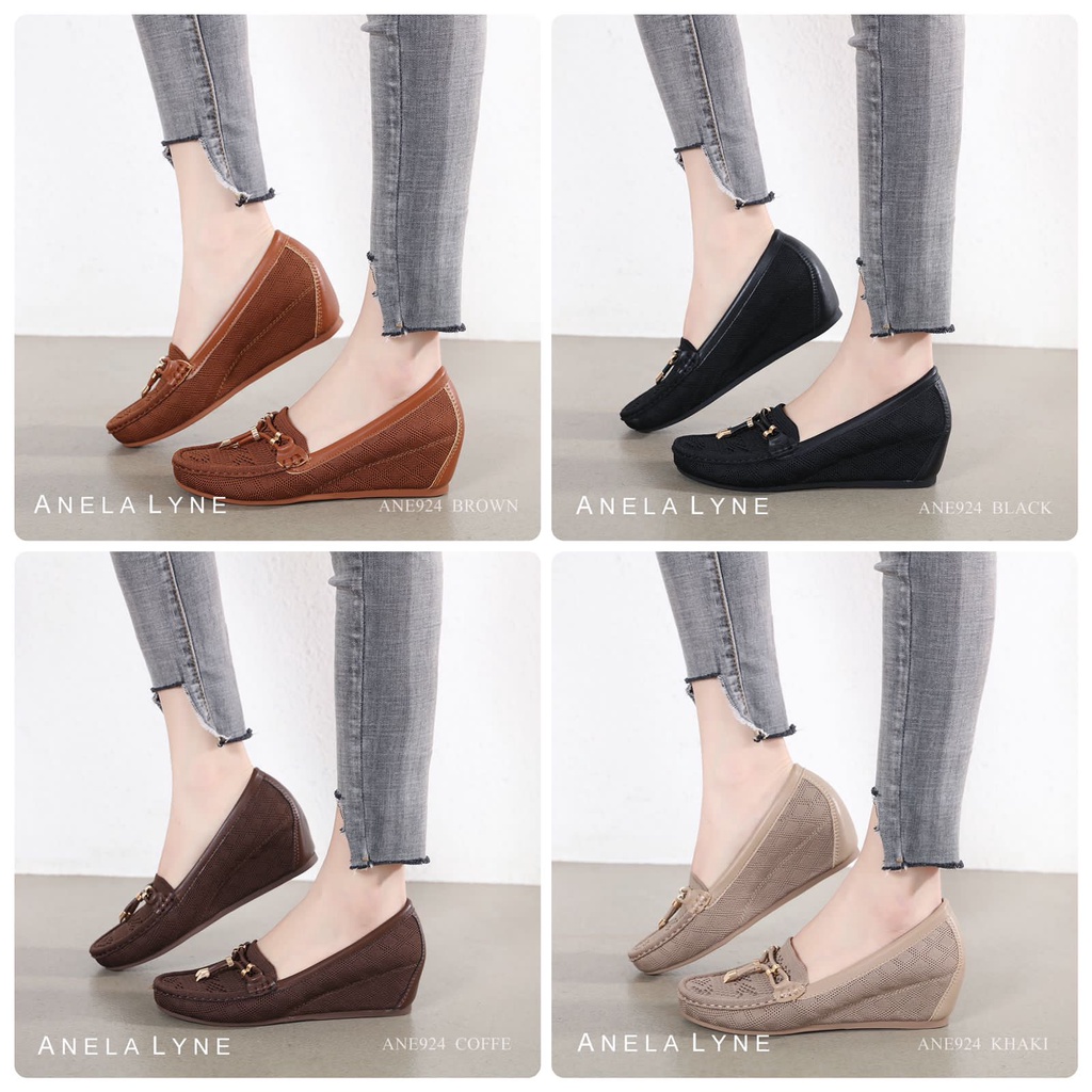 ANELA LYNE AURORA SEPATU WEDGES KANVAS SHOES ANE924 ORIGINAL