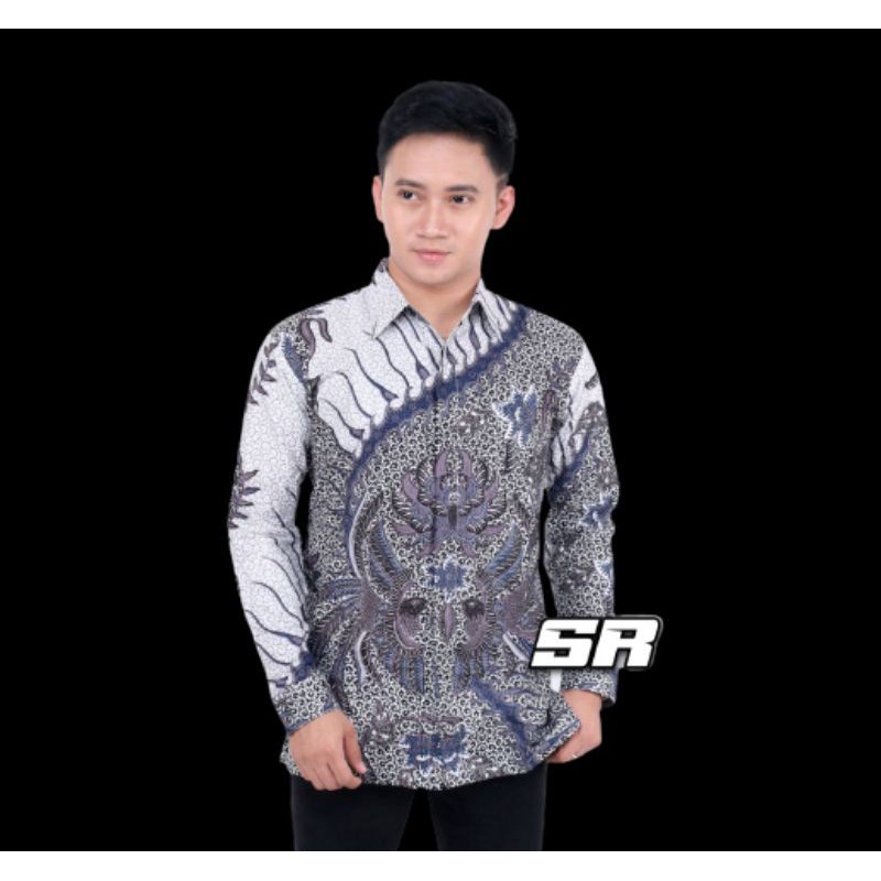 Batik Pria Lengan Panjang BATIK BERKAH HRB026 motif KERATONAN Kode 002 size M L XL XXL Reguler