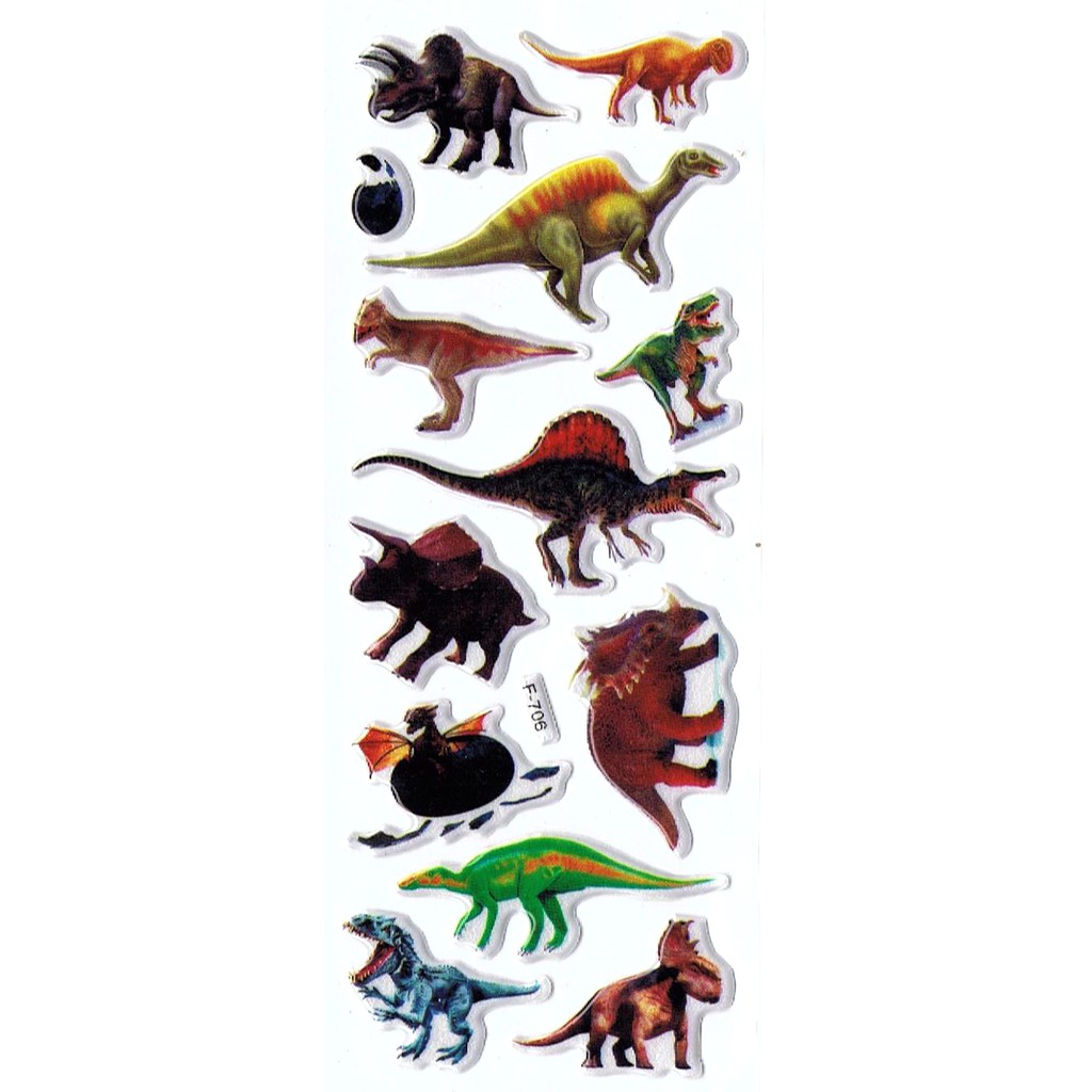 SK411 Stiker Sticker Timbul Set Strip Aneka Gambar Kartun Dinosaurus