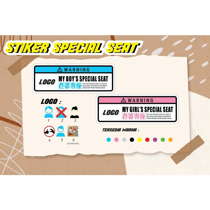 

sticker special seat custom nama bebas