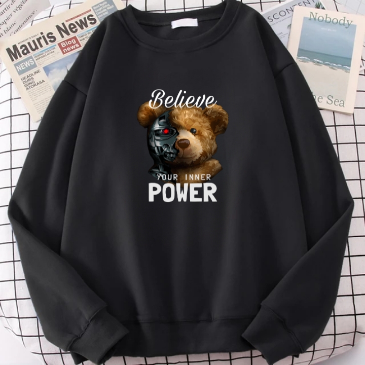 Basic Sweater Dewasa Beruang Believe your Inner power Print DTF standar Distro