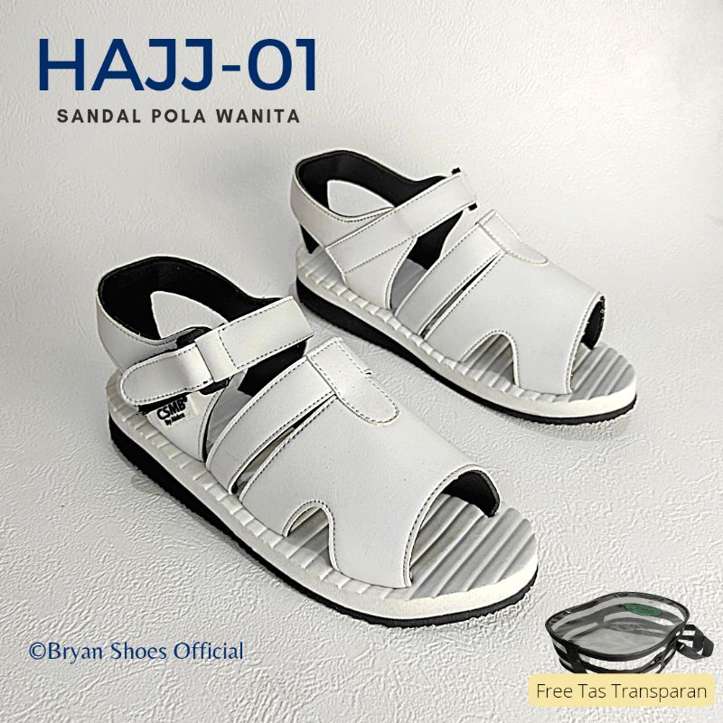 BRYAN Hajj-01 Sepatu Sandal Haji Umroh Putih Gunung 36-40 41 42 43 (Pola Wanita)