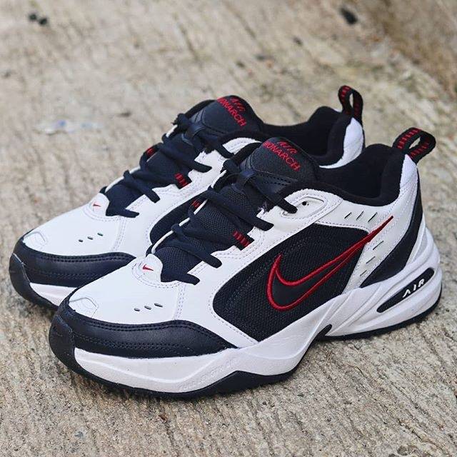 nike air monarch black and red