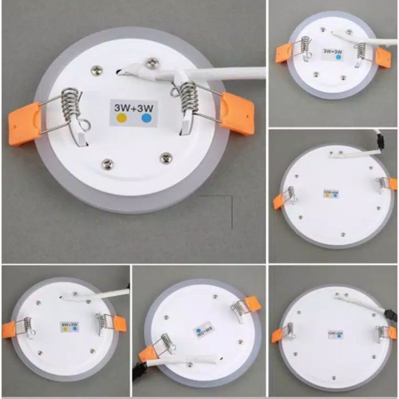 LAMPU LED PANEL BULAT 12W PUTIH + 4W BIRU