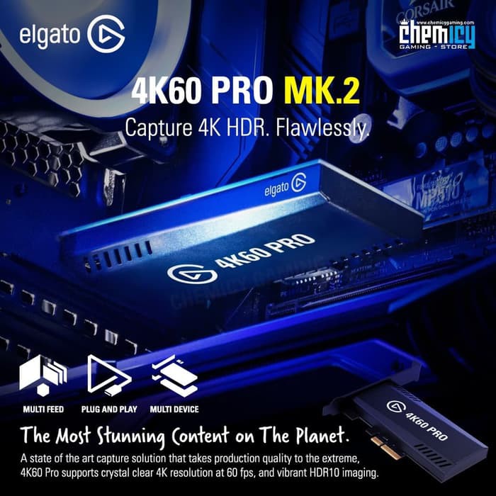 Elgato 4K60 PRO MK.2 HDR10 Game Capture Card Stream and Record