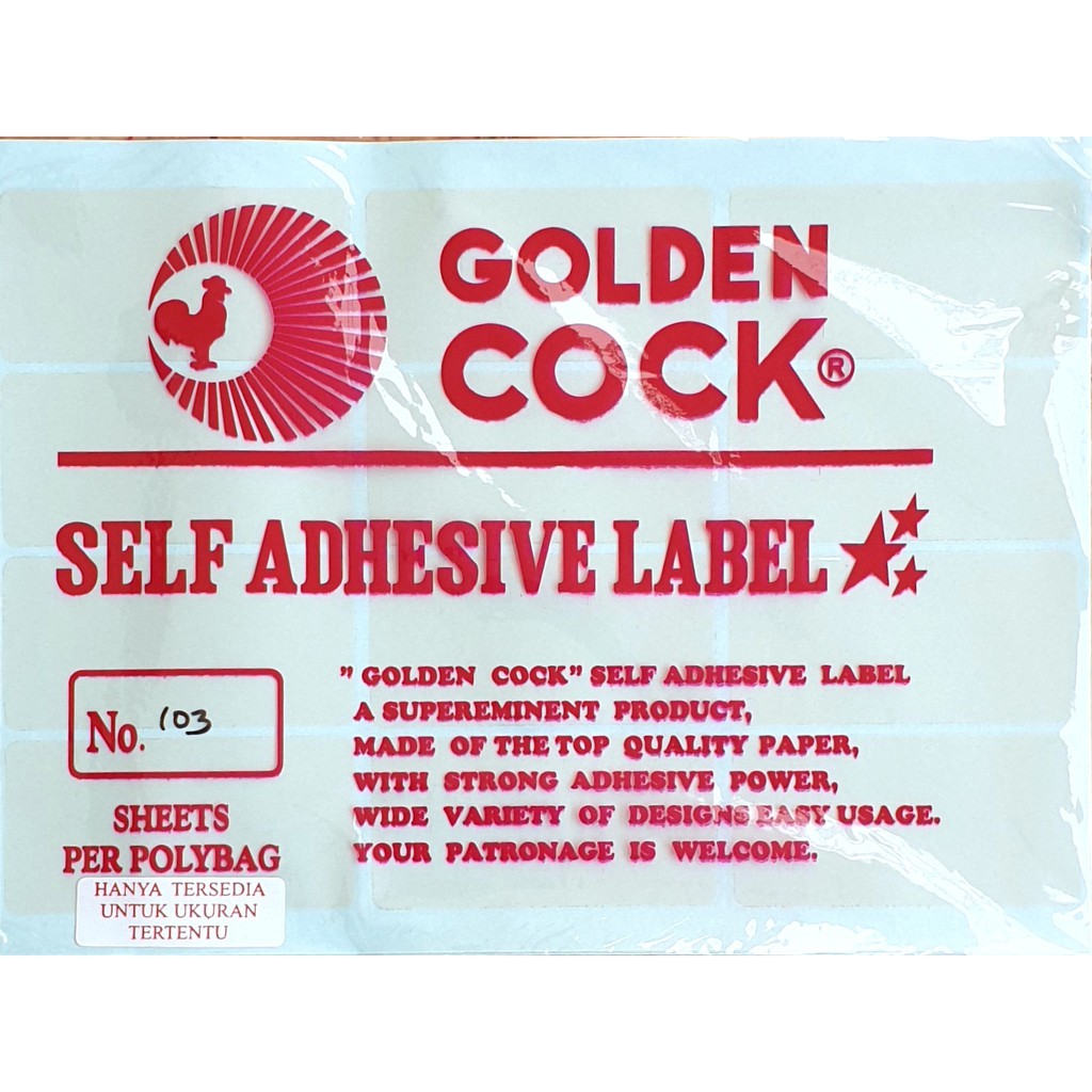 Sticker Label Transparant Golden Cock 103 - Self Adhesive Label 103 - Sticker Transparant