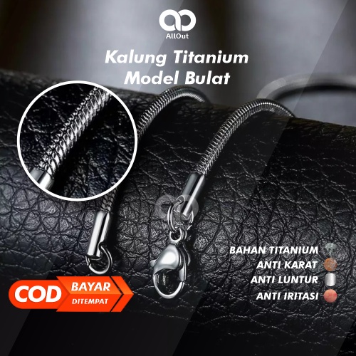 Kalung Titanium Pria Anti Karat Model Bulat Warna Putih Fashion Pria Kalung Cowo Titanium Aksesoris 