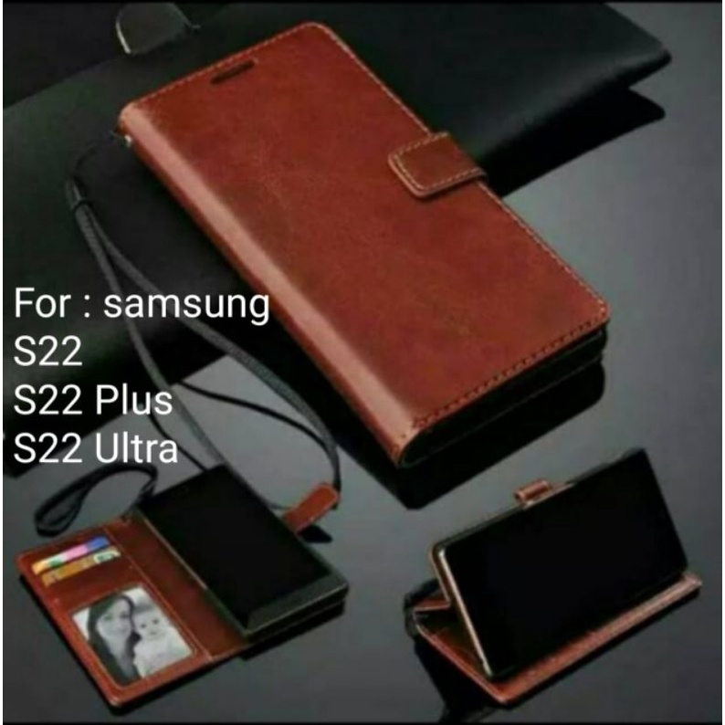 Sarung dompet Samsung Galaxy S22 Plus Ultra s22ultra s22plus Leather Case Flip Cover Casing Buku Book Folio Diary