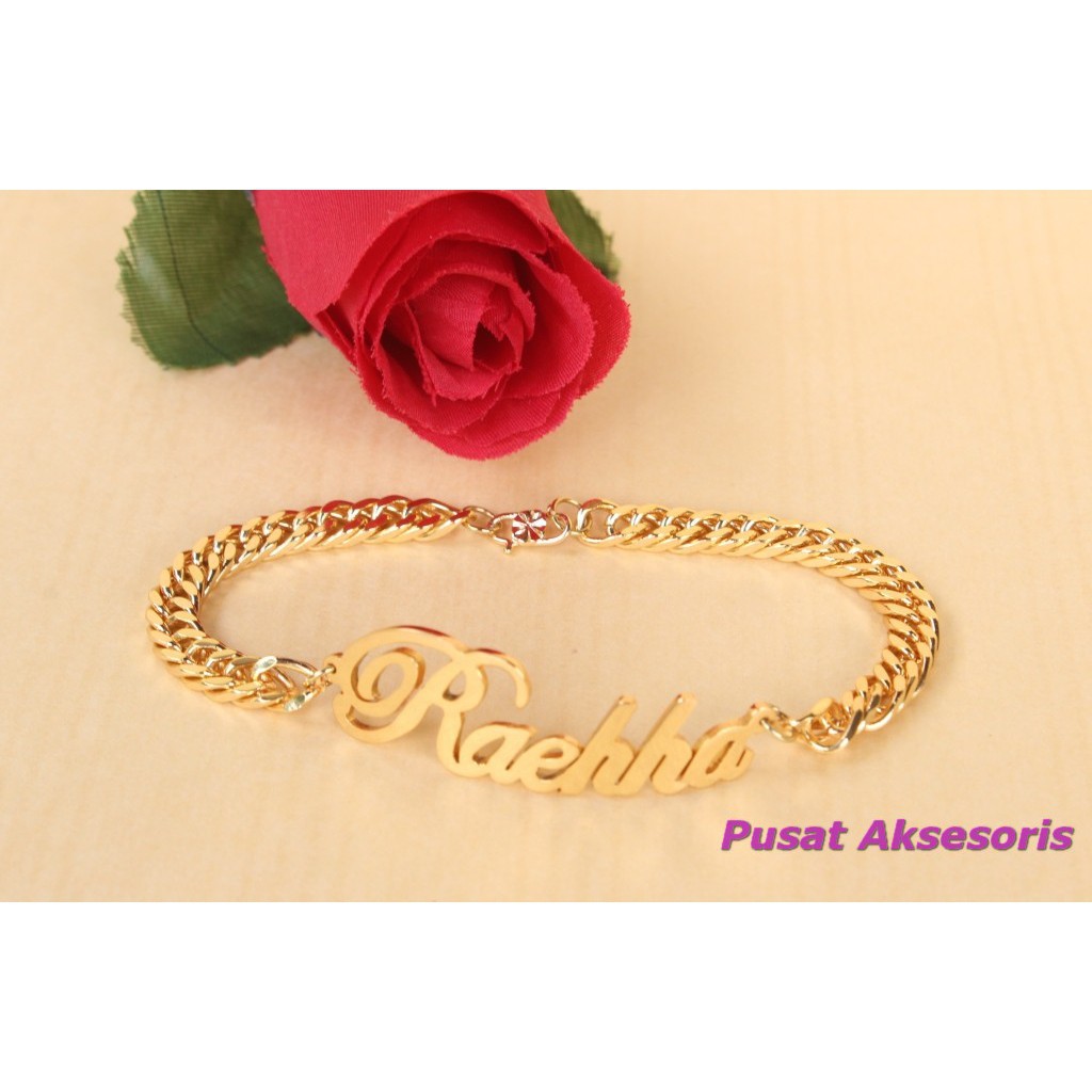 Gelang Nama Lapis Emas 24 Karat