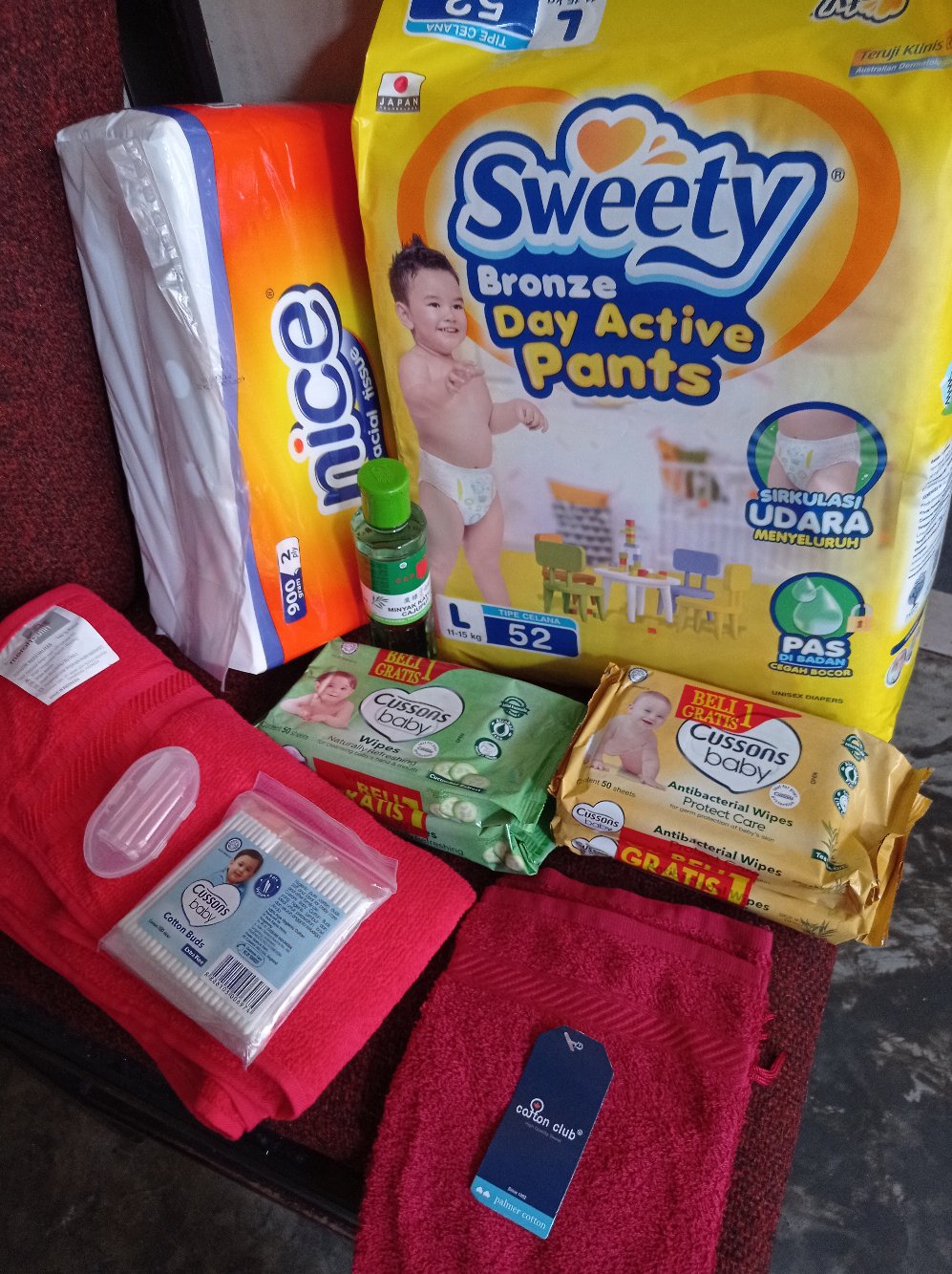 Handuk Mandi Bayi/handuk Mandi Anak/handuk Mandi Sedang Merah Putih Uk 60x120