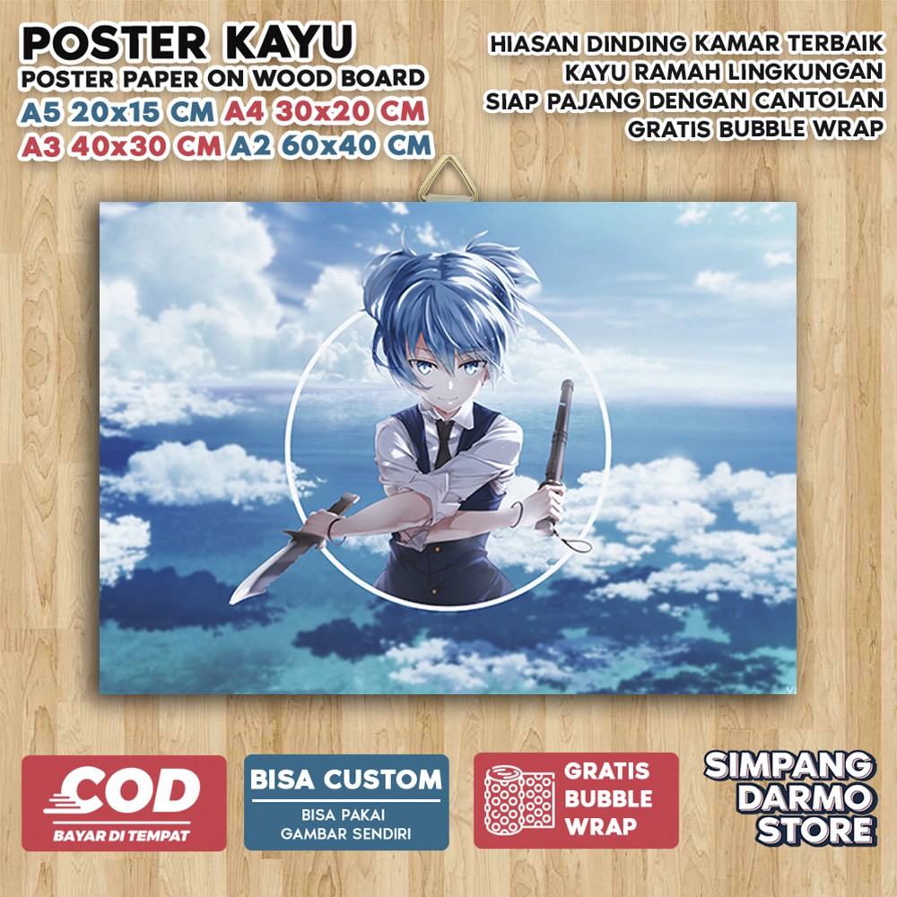 Jual Poster Kayu Assassination Classroom Korosensei Aesthetic Anime