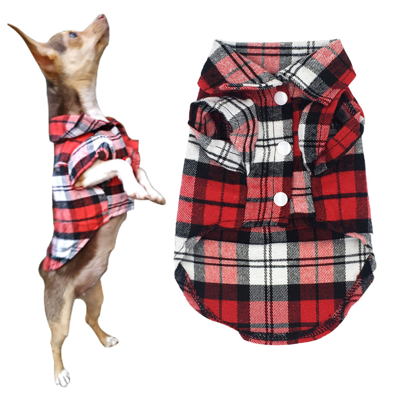 ★〓YUFeiPet〓★Pet Plaid Shirt Dog Vest Cat Shirt Short Sleeve Small Dog T-shirt Soft Breathable Summer