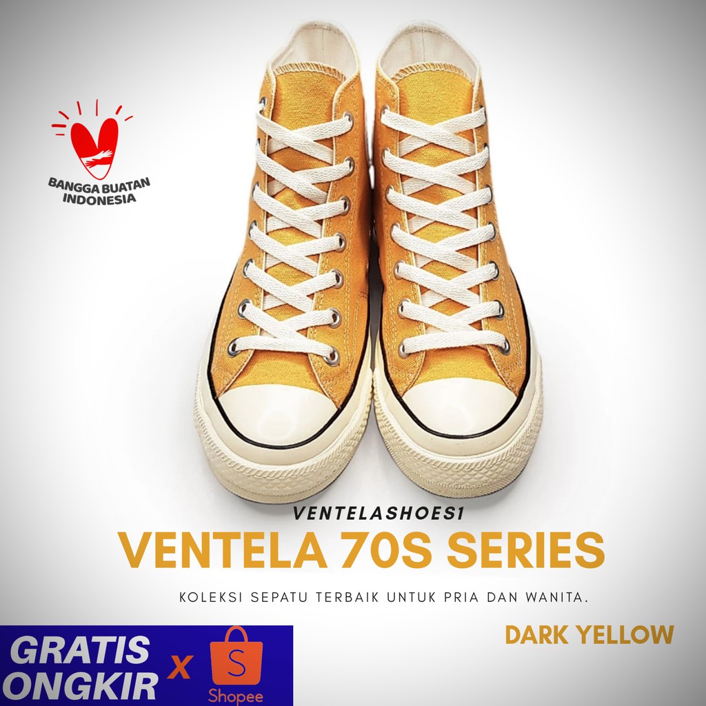 Sepatu Pria Sneakers Ventela 70s High Yellow Sneaker Pria Wanita Vantela Original 100%