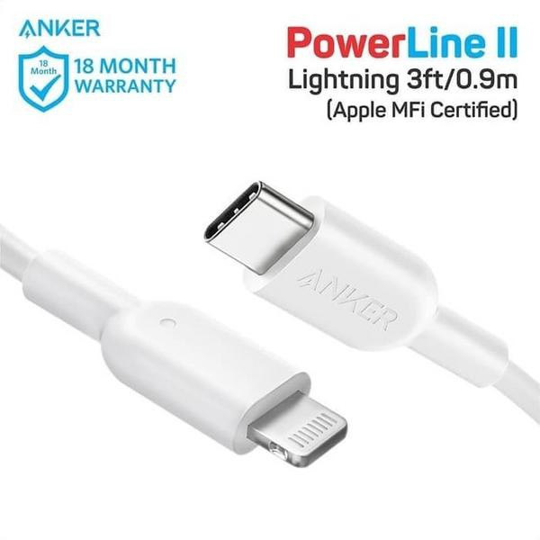 Kabel ANKER Powerline II Type C PD to Lightning Kabel Data iPhone New Charger Iphone 12