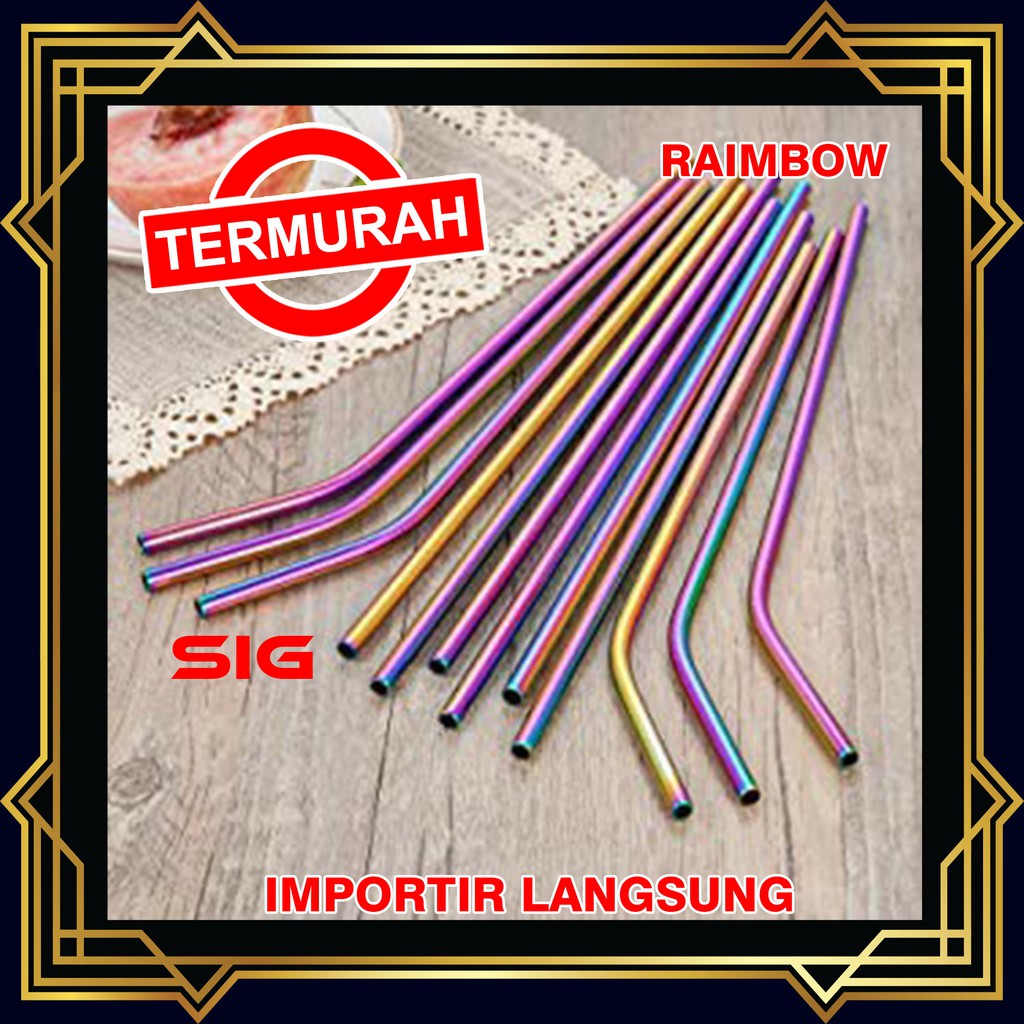 Sedotan Stainless Steel Straw RAINBOW / PELANGI - Sedotan Metal