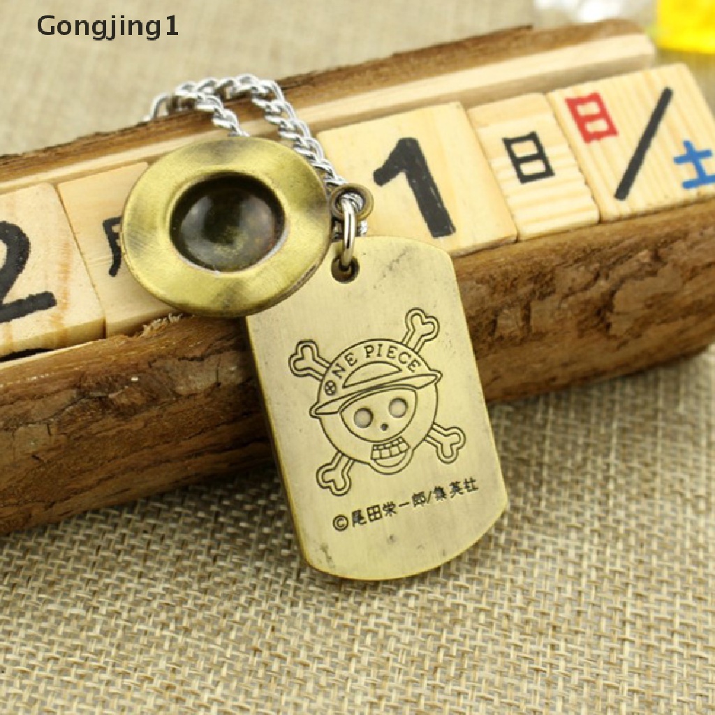 Gongjing1 1pc Kalung Rantai Dengan Liontin Logo Anime One Piece Luffy Topi Jerami