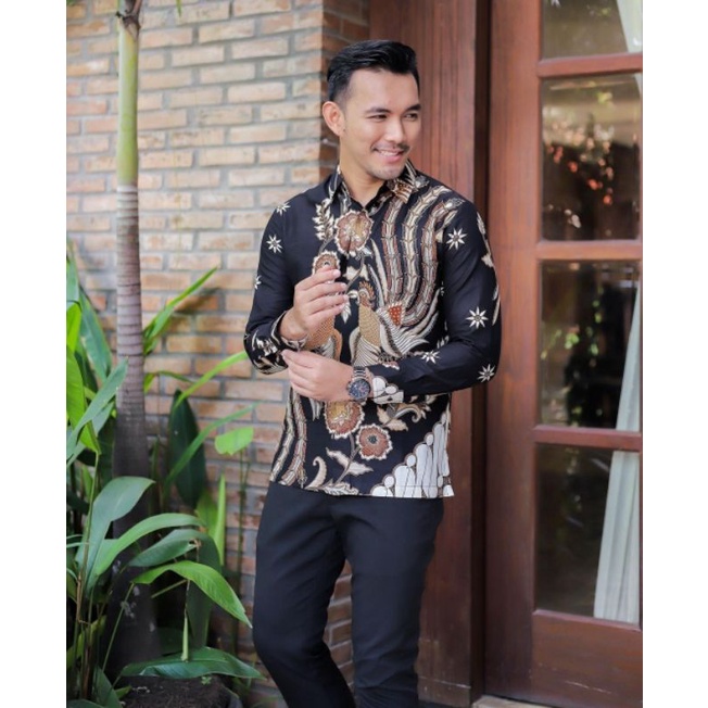 kemeja parang ijo Kemeja Batik Pria Modern Lengan Panjang Casual Modis Slim Fit Trendy Masa Kini