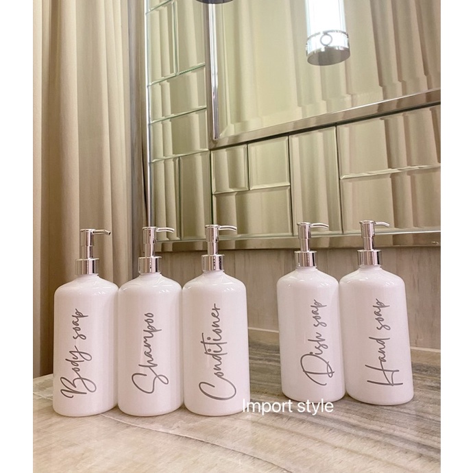 botol glossy silver edition. aesthetic bottle minimalist refill organizer tempat sabun cair botol estetik pump