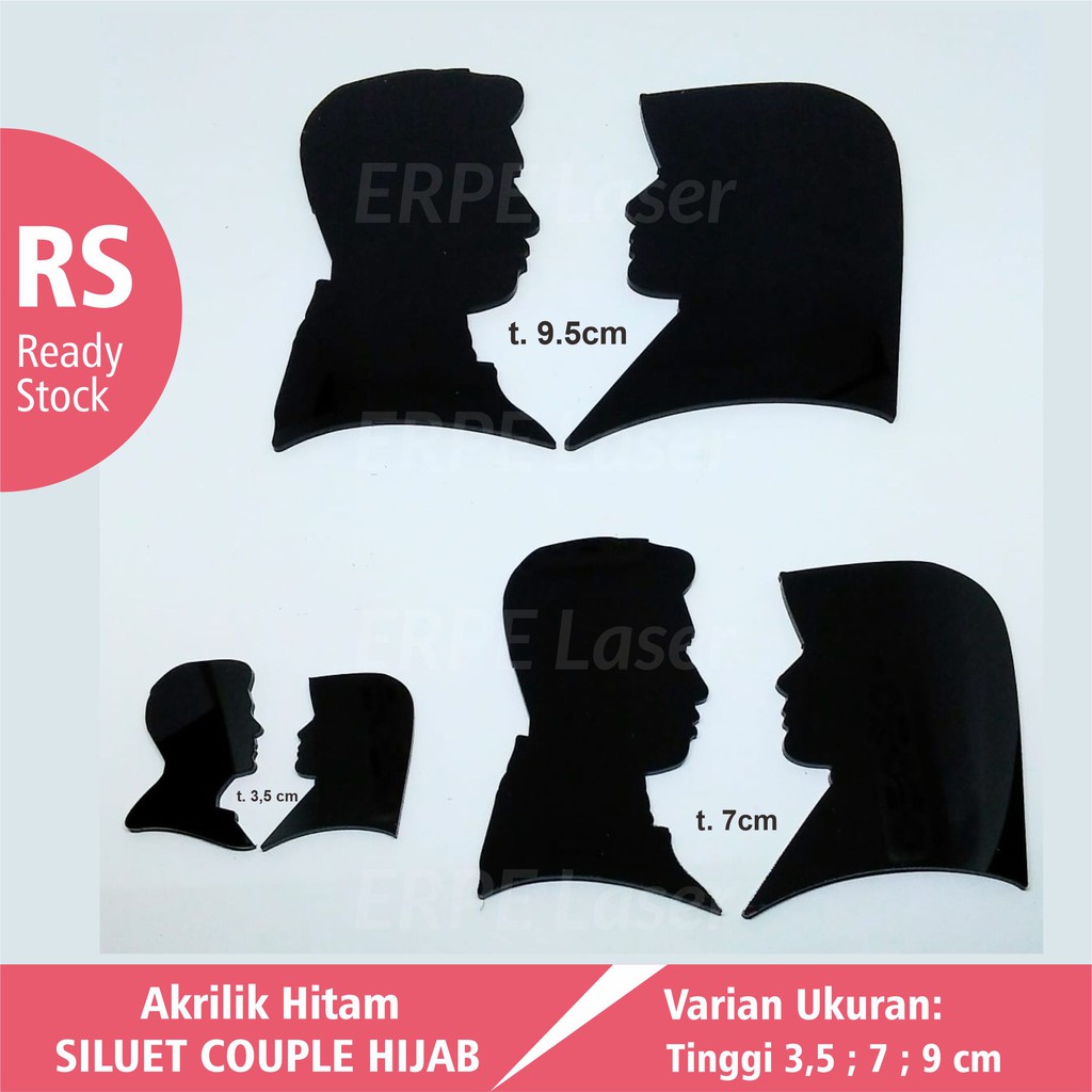 Siluet Couple Wajah Pengantin Dekorasi Mahar Bahan Akrilik