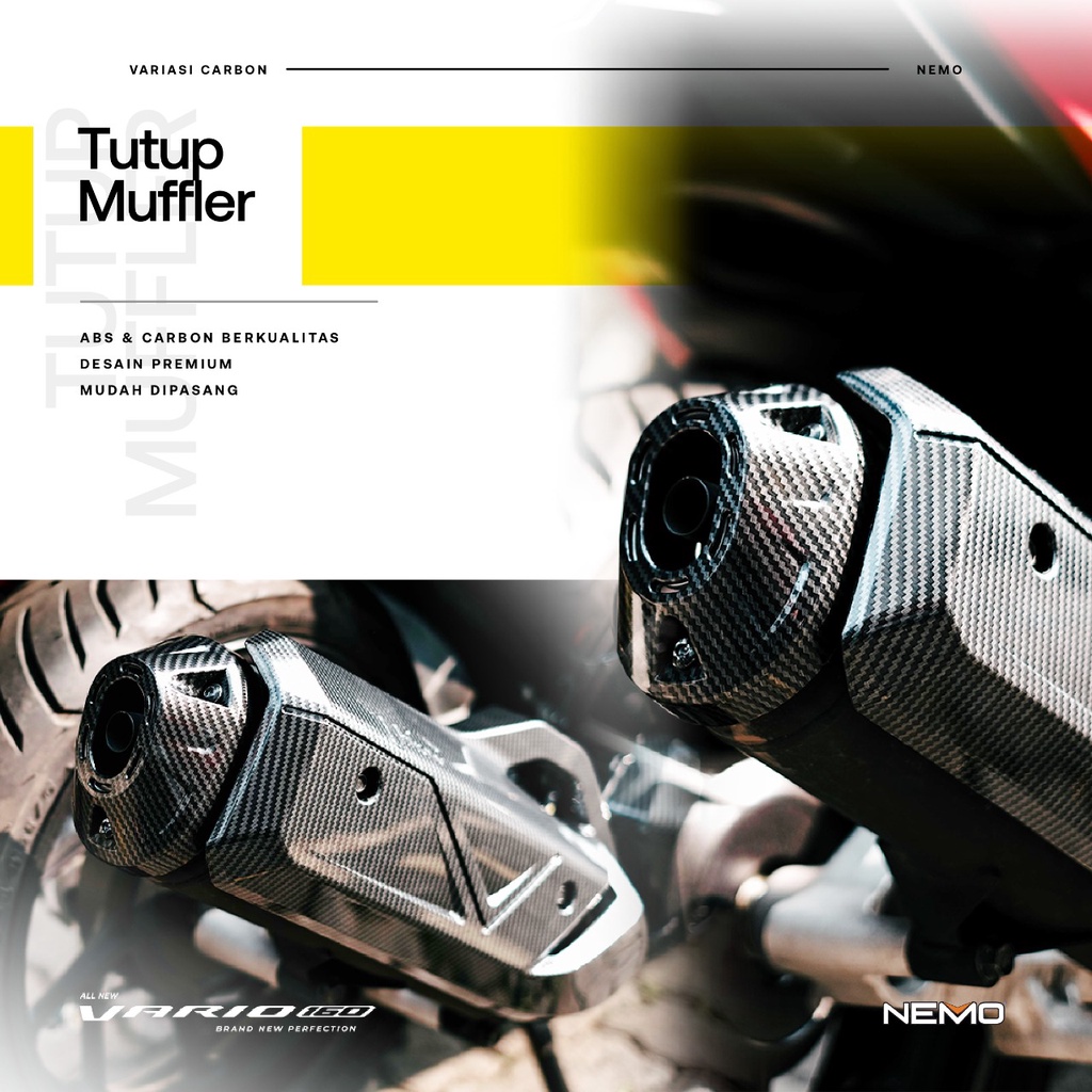 Variasi Vario 160 cover pelindung ujung knalpot nemo Vario 160 PCX 160  black carbon