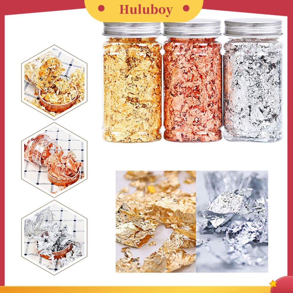 Huluboy Huluboy♡ 10g / Botol Sequin Kuku Palsu Ultra Tipis Bentuk Daun Metalik Untuk Manicure
