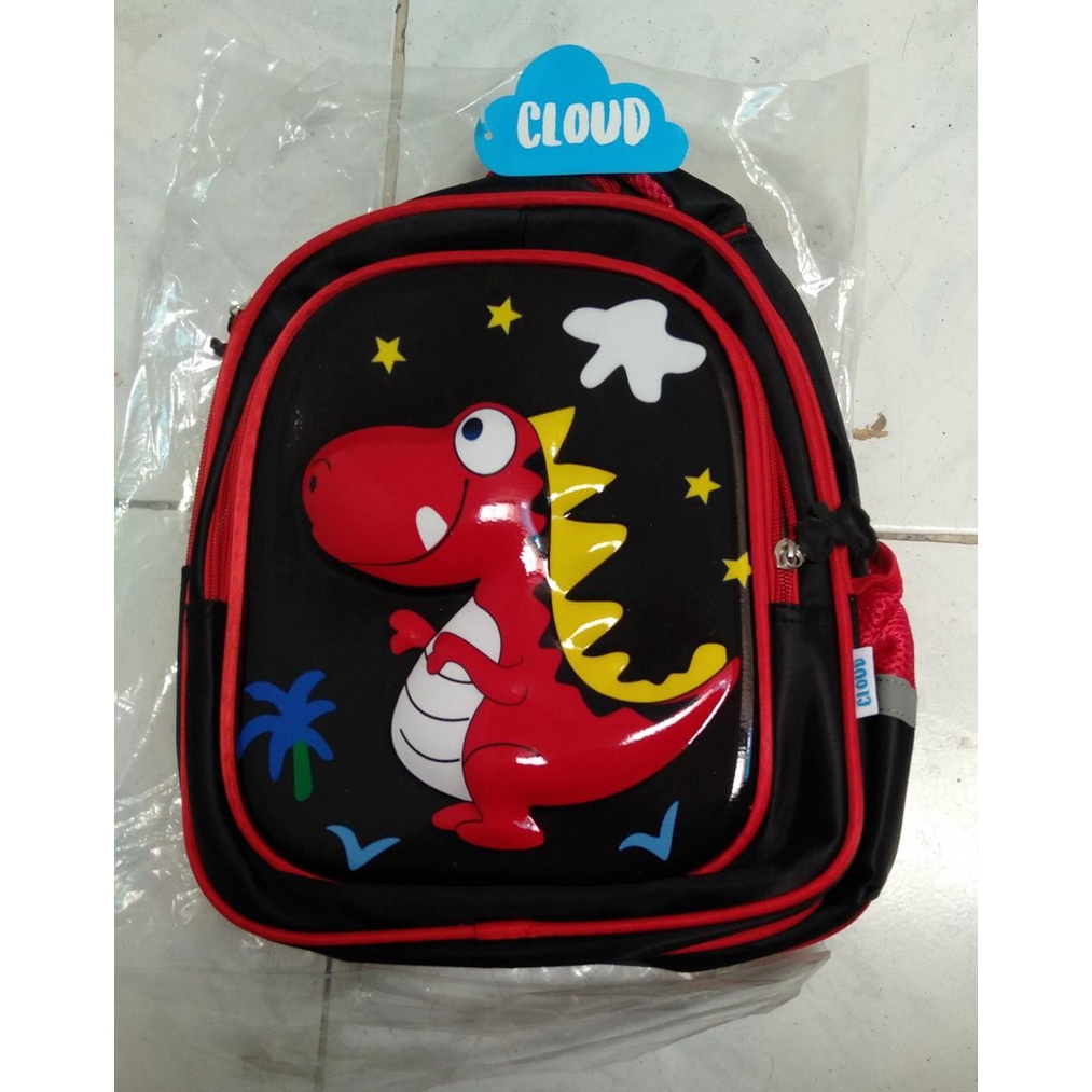 Tas TK Anak laki laki anak Perempuan Ransel Sekolah Glossy Timbul Dino Dinosaurus