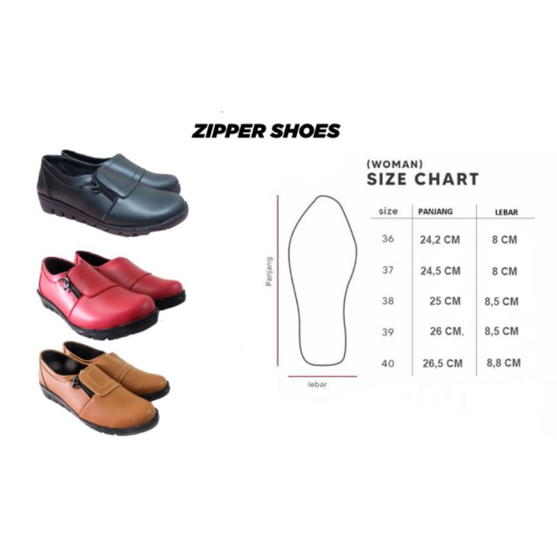 Cuci Gudang Sepatu Loafer Zipper Wanita Nyaman No Lecet Kantor Casual