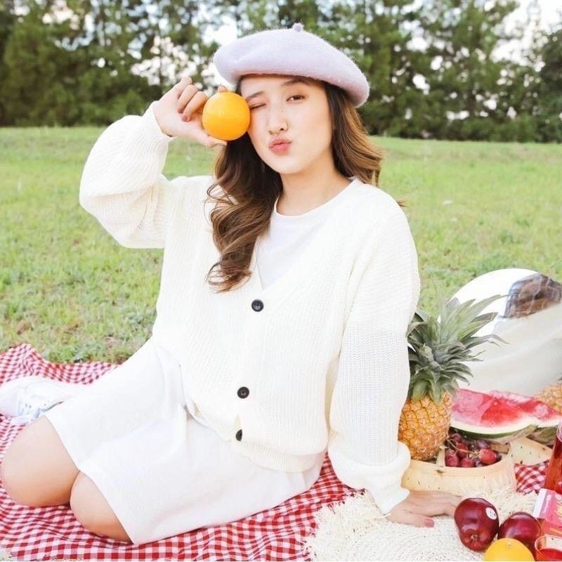 CARDY PRILLY  BIG SIZE 7 GET/SWEATER BASIC RAJUT/TEBAL BERKUALITAS-ofwite/bw