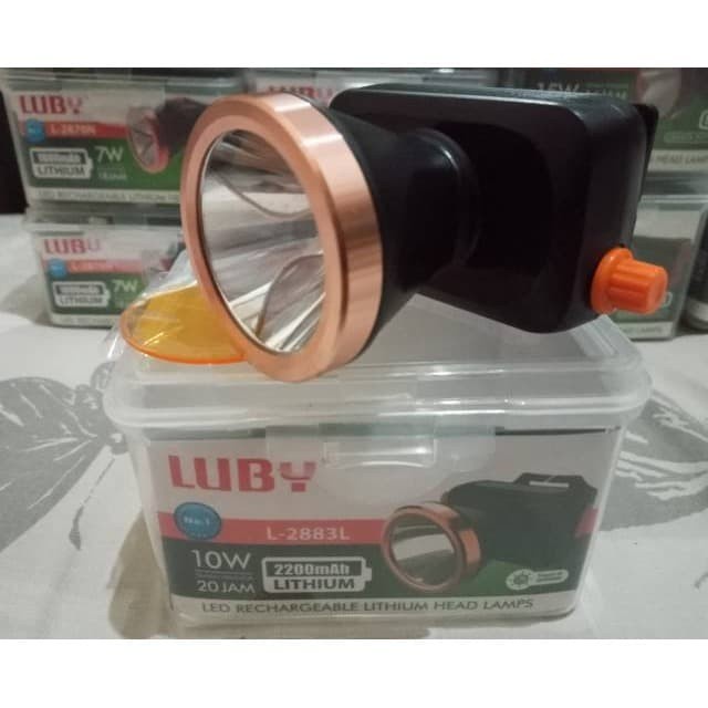 SENTER KEPALA LUBY 10Watt L-2883L NYALA PUTIH KUNING CAS HEAD LAMP