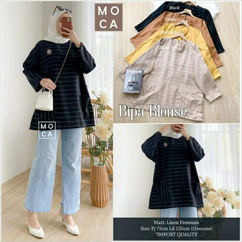 Bipa Blouse, BLOUSE OVERSIZE SUPER CANTIK FIT XXXL LD 135 BAHAN LINEN PREMIUM TERMURAH OOTD MODIS