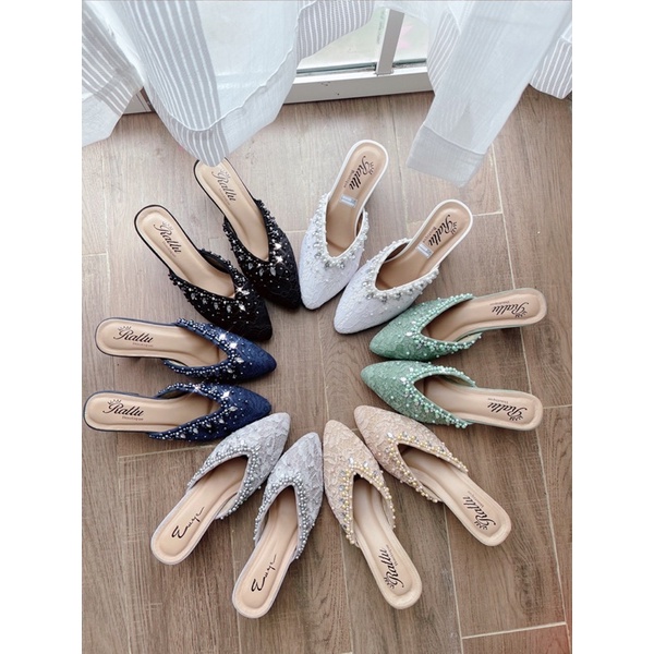 Termurah!!! Heels 7cm brukat payet Ricis 6warna / Sepatu pengantin/ wedding shoes / sepatu tunangan / sepatu wi