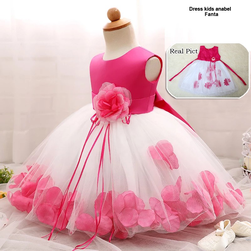 Dress kids anabel/terusan dress anak/gaun pesta anak perempuan lucu/dress bertingkat bunga brokat