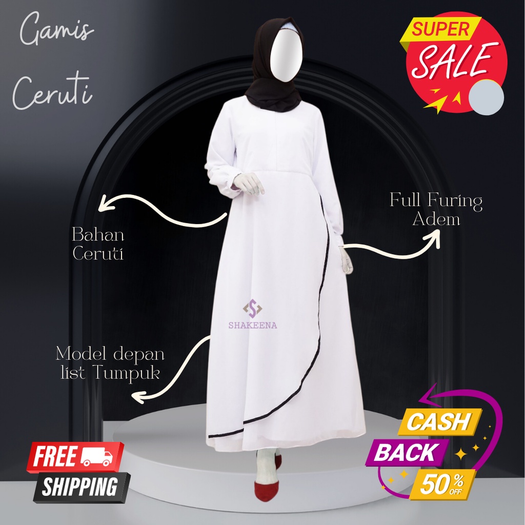 Sale Gamis Set ceruti Putih untuk umroh