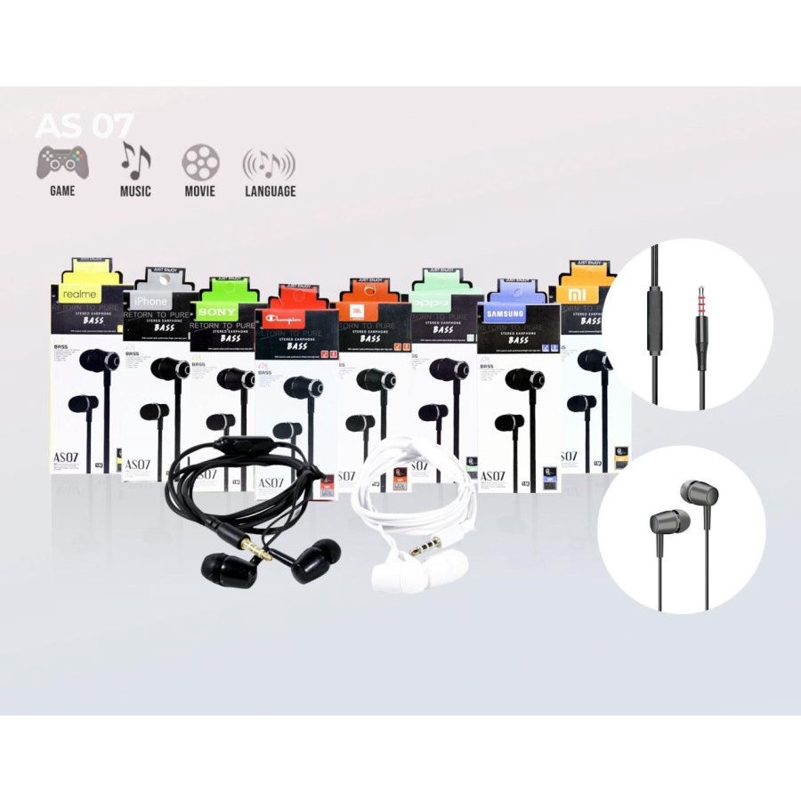 HEADSET / HANDSFREE &lt; SONNII 363 - AS07 &gt; SUPER BASS + MIC semua hp bisa dipakai ya (JAYA ACC)