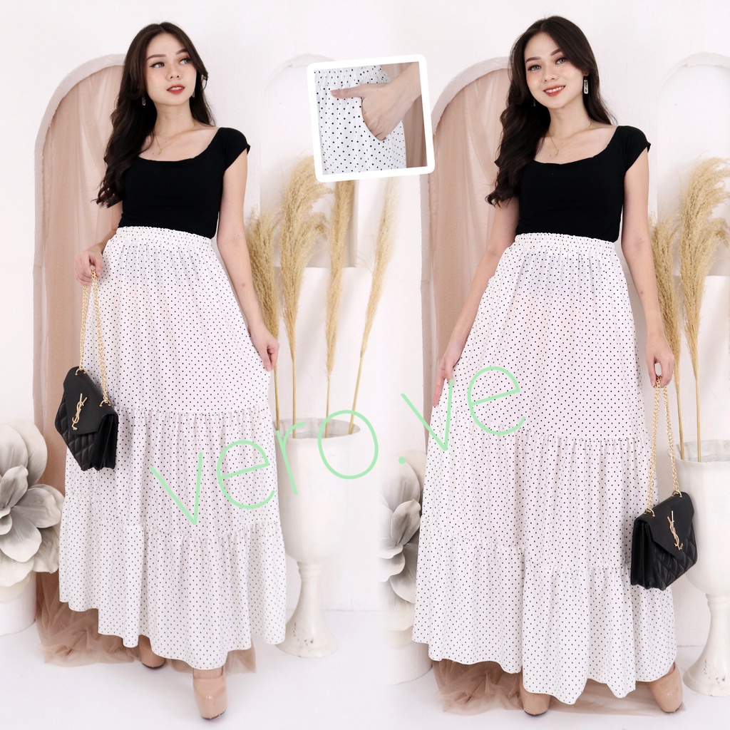 ROK MAXI SKIRT Rok panjang Motif/Corak Kerutan Rok muslim/Mayung/Ibu Hamil Bawahan Cewek Susun Kantong Terbaru Termurah Terlaris