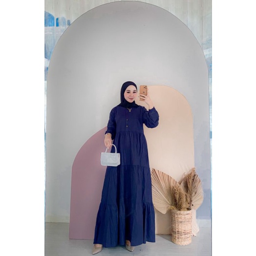 Dress kirania gamis susun poplin premium