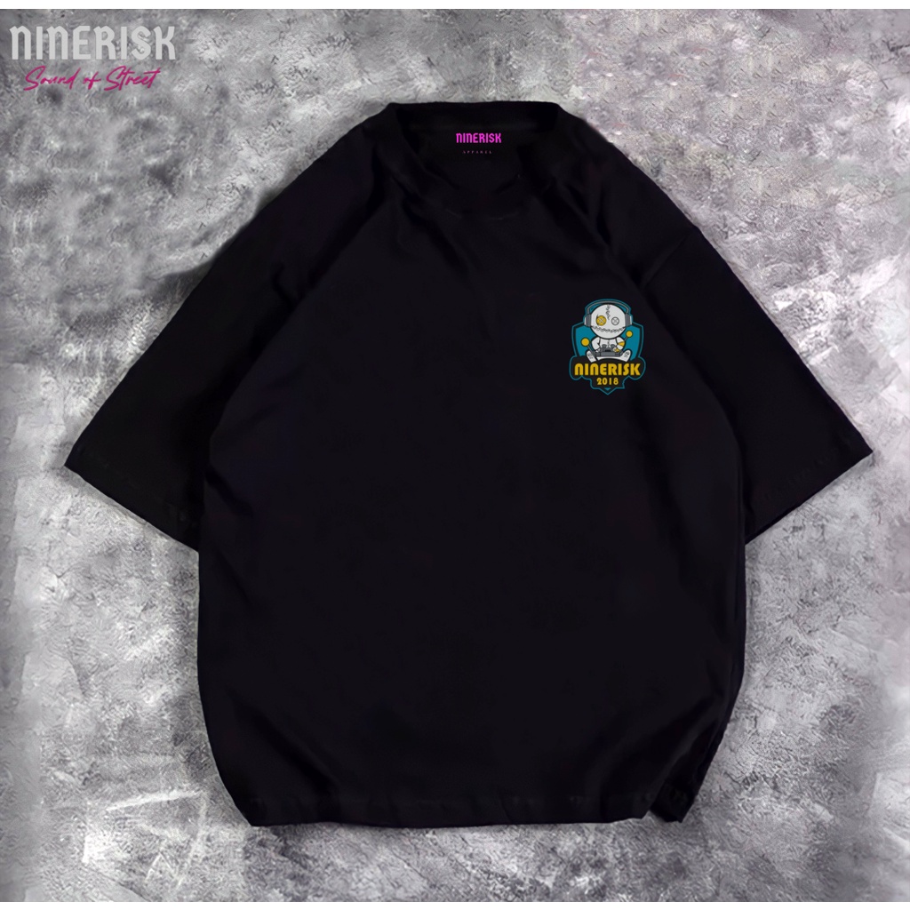 NINERISK Oversized shirt pria korea ninerisk ROBORAIDER kaos distro pria wanita original tshirt inri