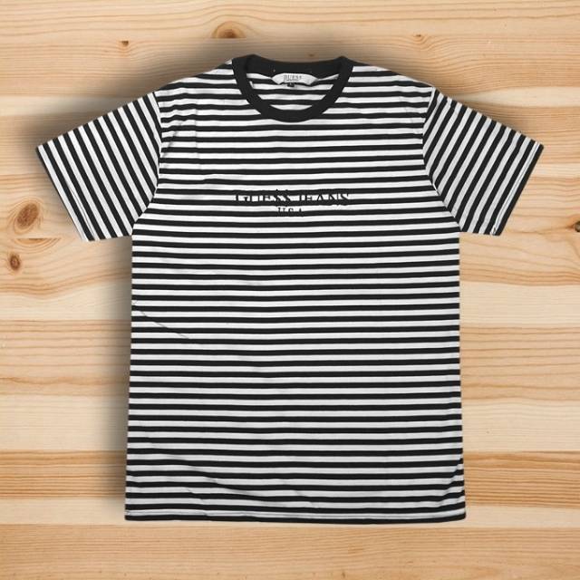 Kaos Tshirt GUESS X ASAP ROCKY STRIPED BLACK AUTHENTIC ORIGINAL
