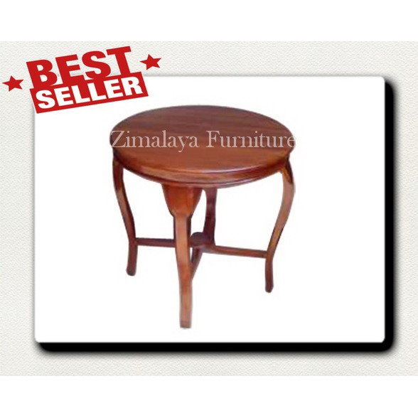 Meja Bulat Teras Minimalis Kayu Jati Asli