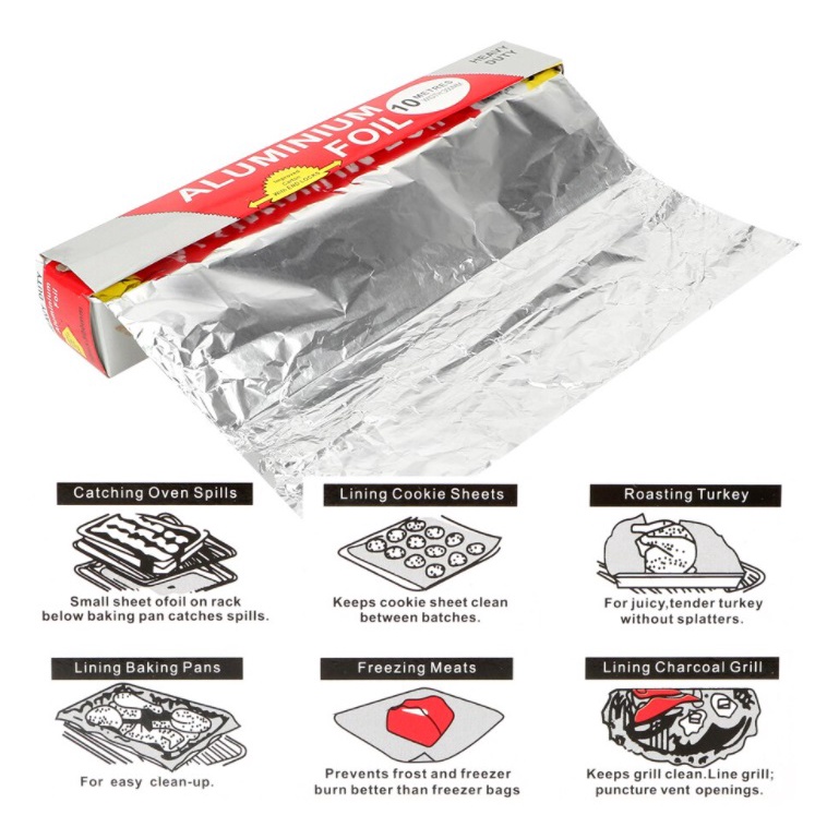 PW-07 30CM x 10M Aluminium Foil Roll Paper Food Pack Cook Grade Premium Baking Cooking kertas timah Pembungkus Makanan BBQ Gril 30 cm 10 meter