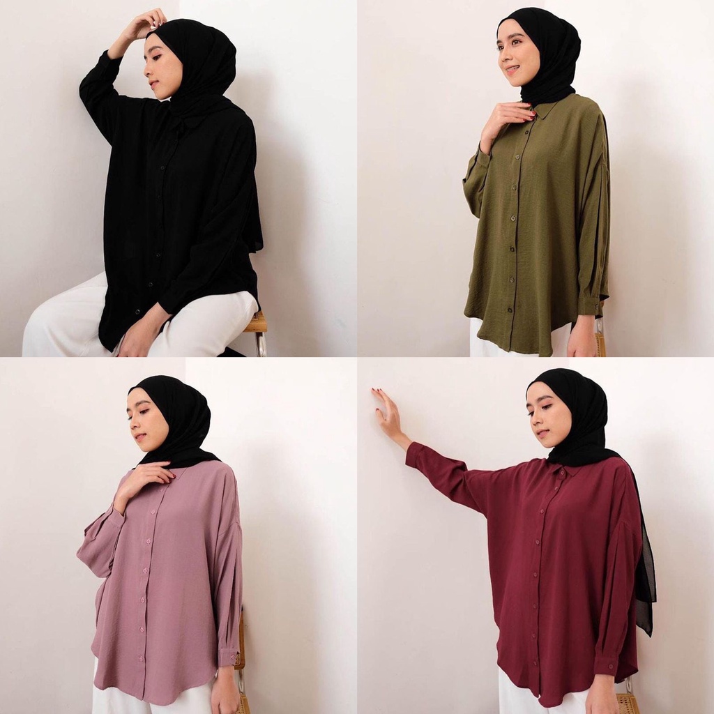 1KG MUAT 5PCS | DYA FLOWING SHIRT OVERSIZE HITS OOTD ALA SELEBGRAM FASHION GROSIR WANITA TERMURAH