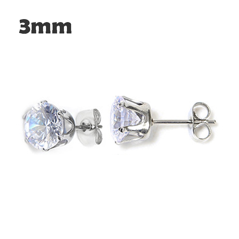 Two Penggunaan Tulang Rawan Tragus Anting Stainless Steel Mode Kristal Anting Zirkon Mini-3mm